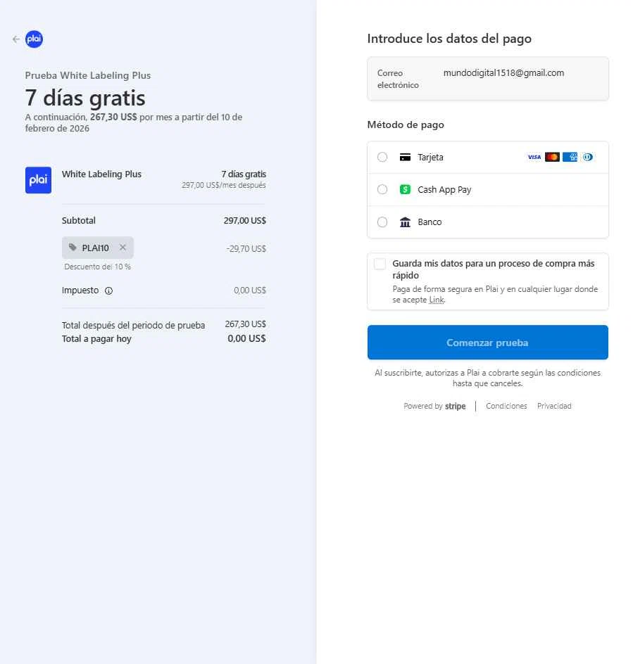 Plai checkout page showing Plai promo code box | Screenshot taken by SimplyCodes community member on Feb 3, 2026