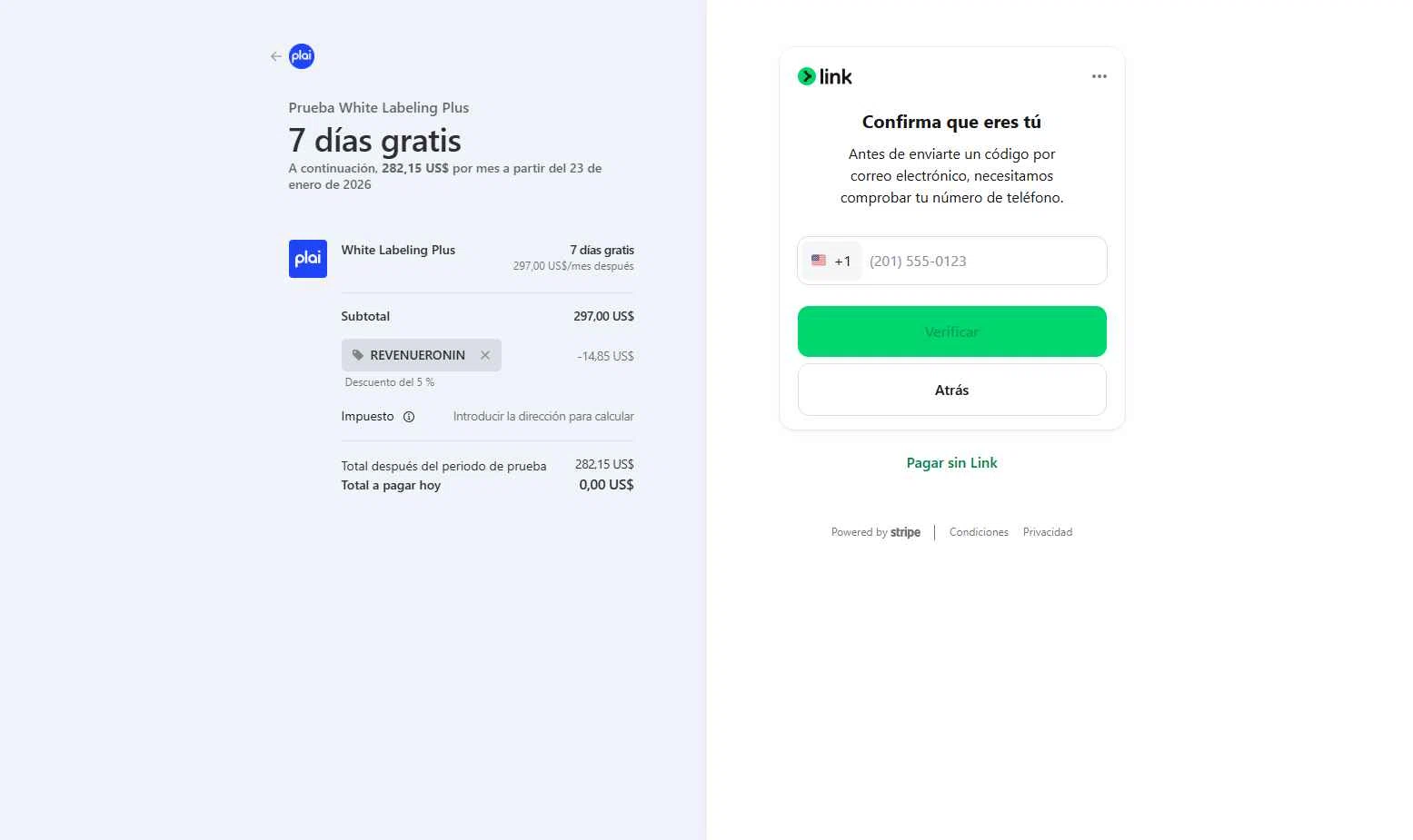 Plai checkout page showing Plai promo code box | Screenshot taken by SimplyCodes community member on Jan 16, 2026