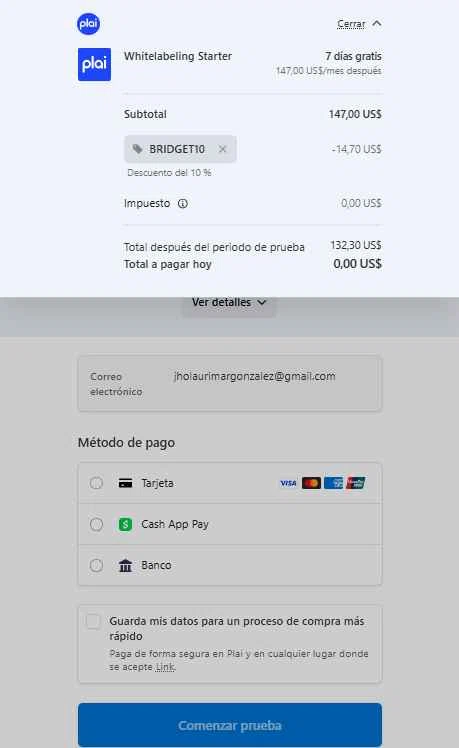 Plai checkout page showing Plai promo code box | Screenshot taken by SimplyCodes community member on Jan 5, 2026
