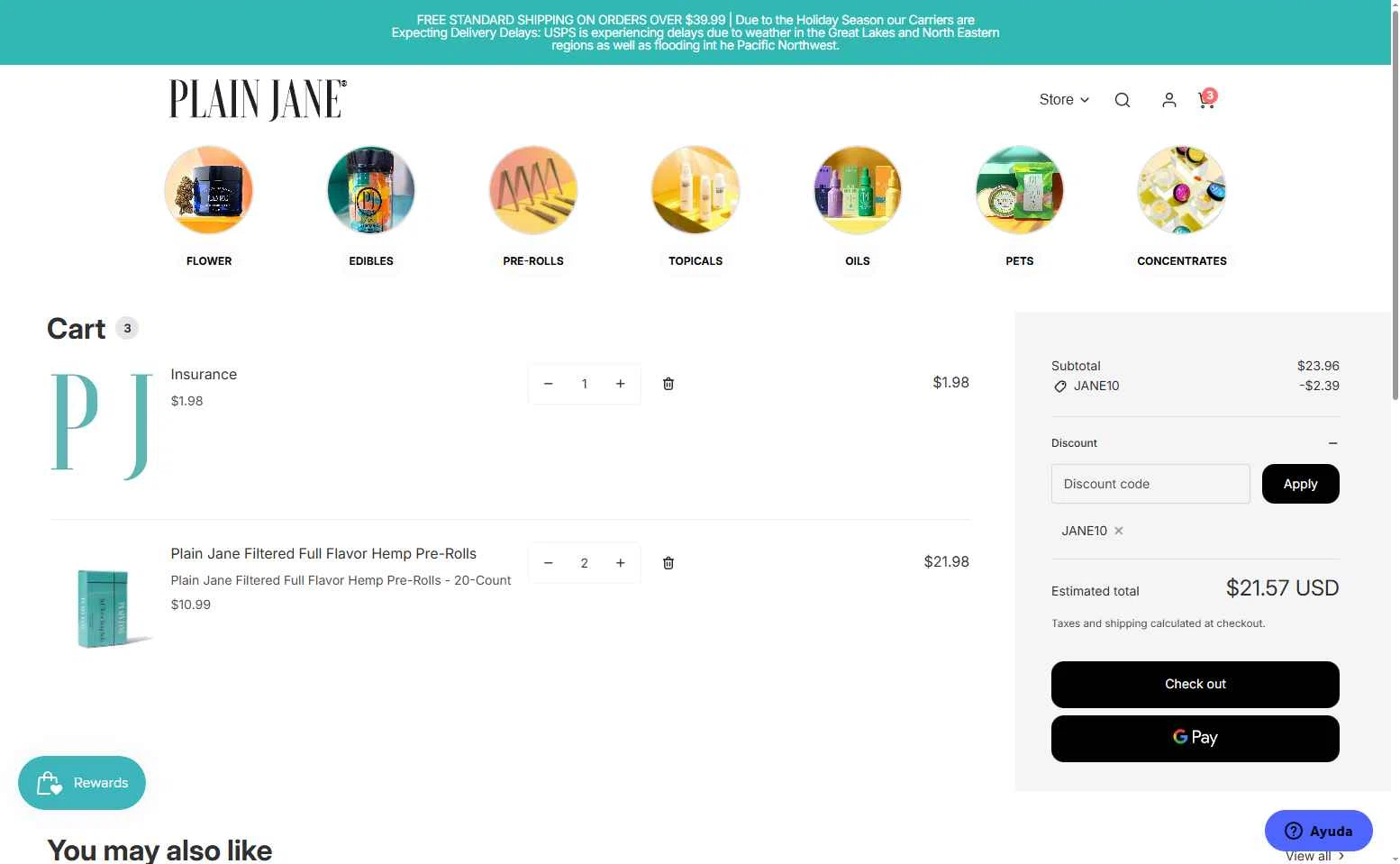 Plain Jane checkout page showing Plain Jane discount code box | Screenshot taken by SimplyCodes community member on Dec 18, 2025