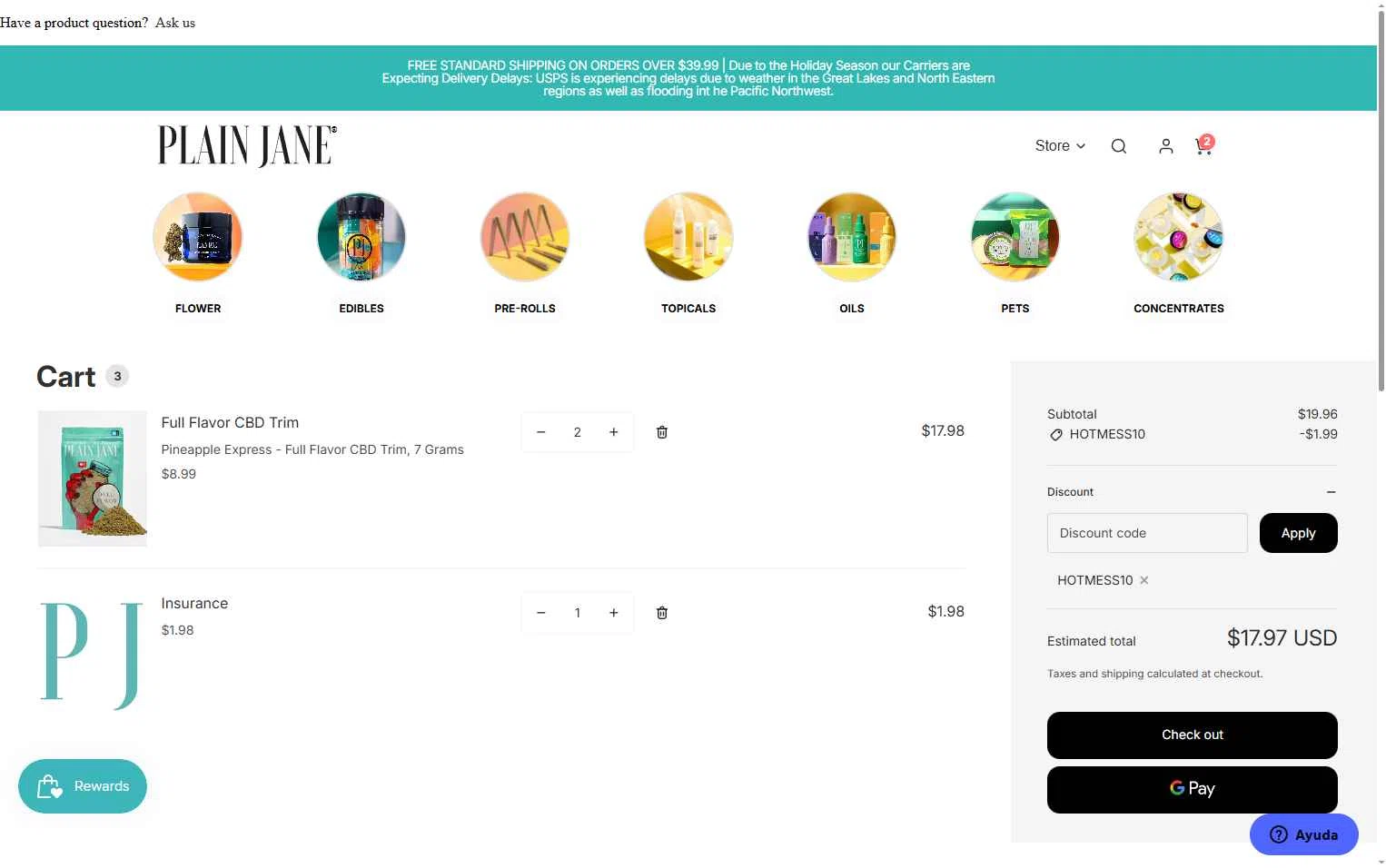 Plain Jane checkout page showing Plain Jane discount code box | Screenshot taken by SimplyCodes community member on Dec 25, 2025