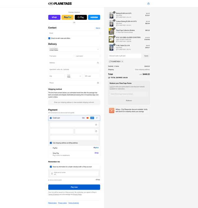 PlaneTags checkout page showing PlaneTags discount code box | Screenshot taken by SimplyCodes community member on Sep 12, 2025