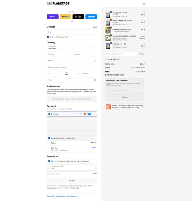 PlaneTags checkout page showing PlaneTags discount code box | Screenshot taken by SimplyCodes community member on Sep 12, 2025