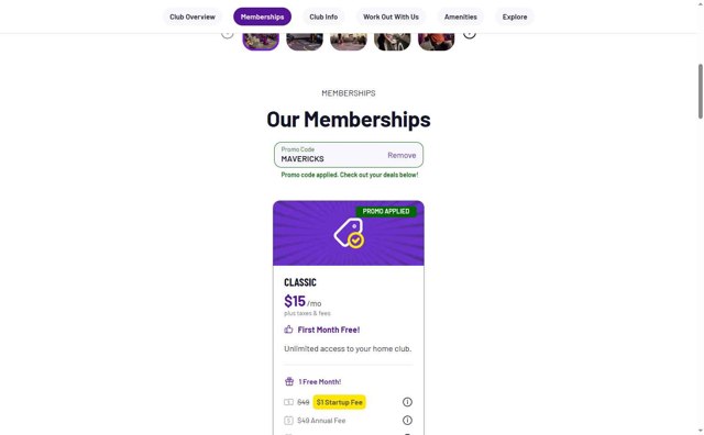 Planet Fitness checkout page showing Planet Fitness promo code box | Screenshot taken by SimplyCodes community member on Aug 27, 2025