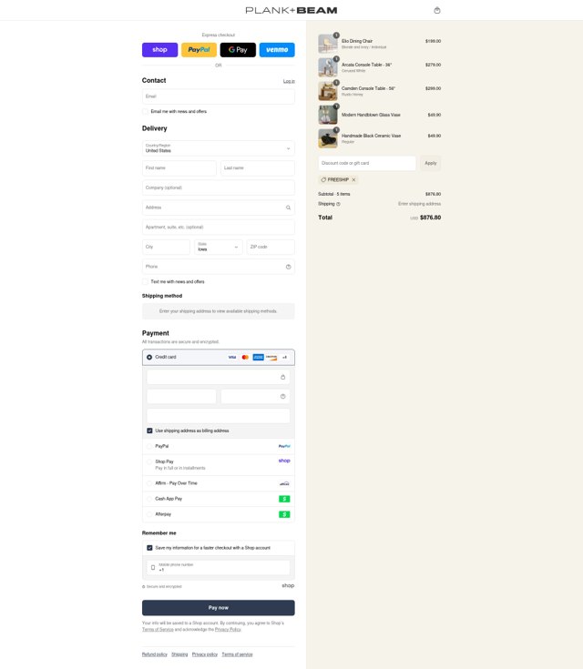 Plank+Beam checkout page showing Plank+Beam promo code box | Screenshot taken by SimplyCodes community member on Sep 6, 2025