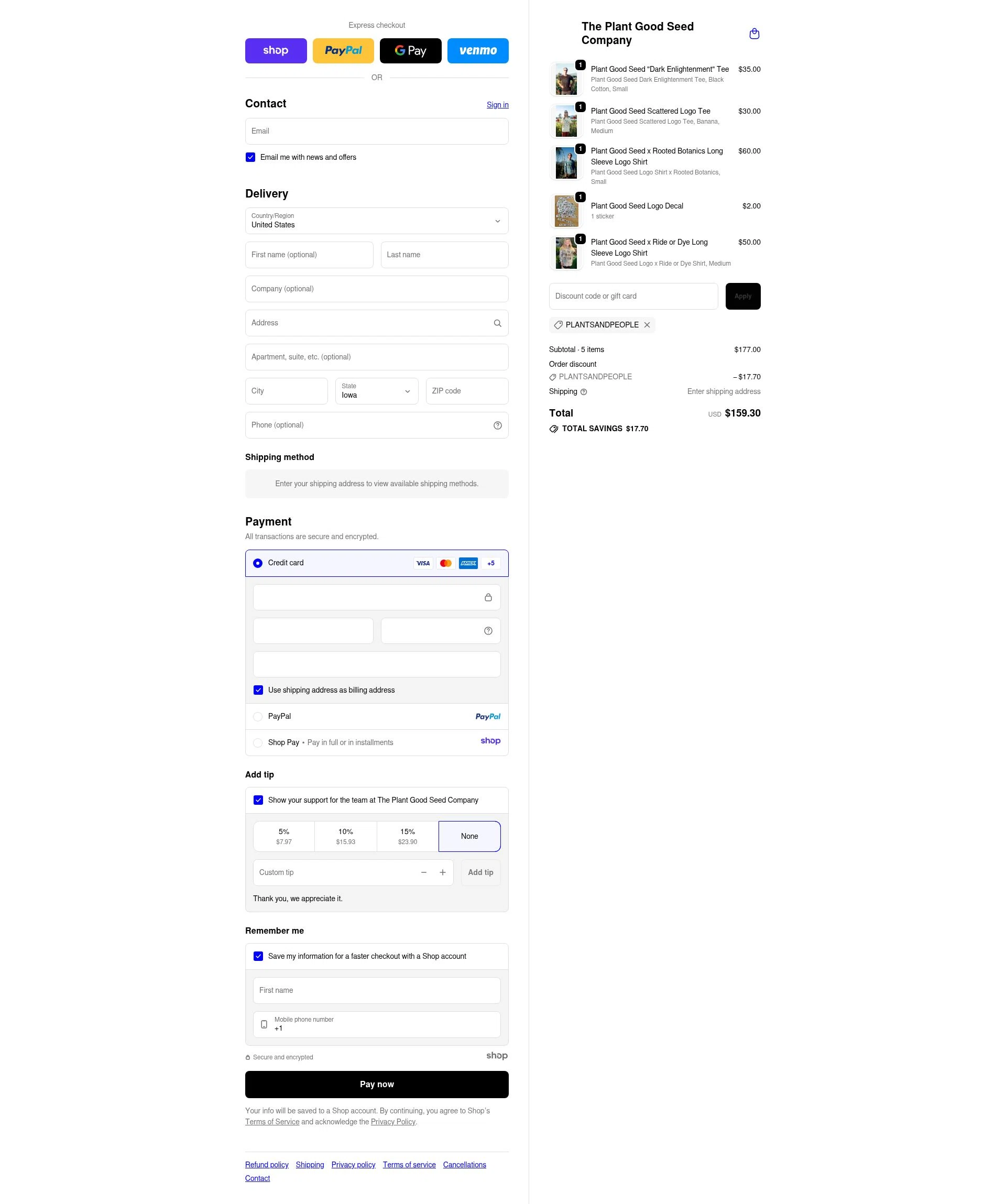 Plant Good Seed checkout page showing Plant Good Seed promo code box | Screenshot taken by SimplyCodes community member on Dec 10, 2025