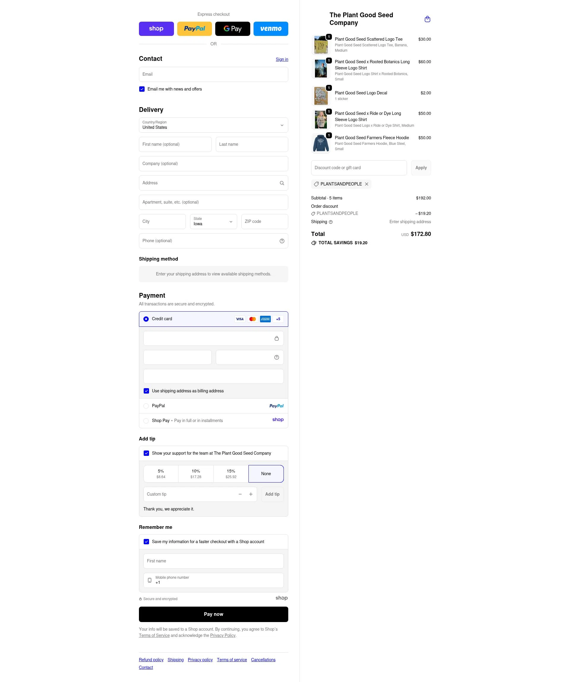 Plant Good Seed checkout page showing Plant Good Seed promo code box | Screenshot taken by SimplyCodes community member on Nov 29, 2025
