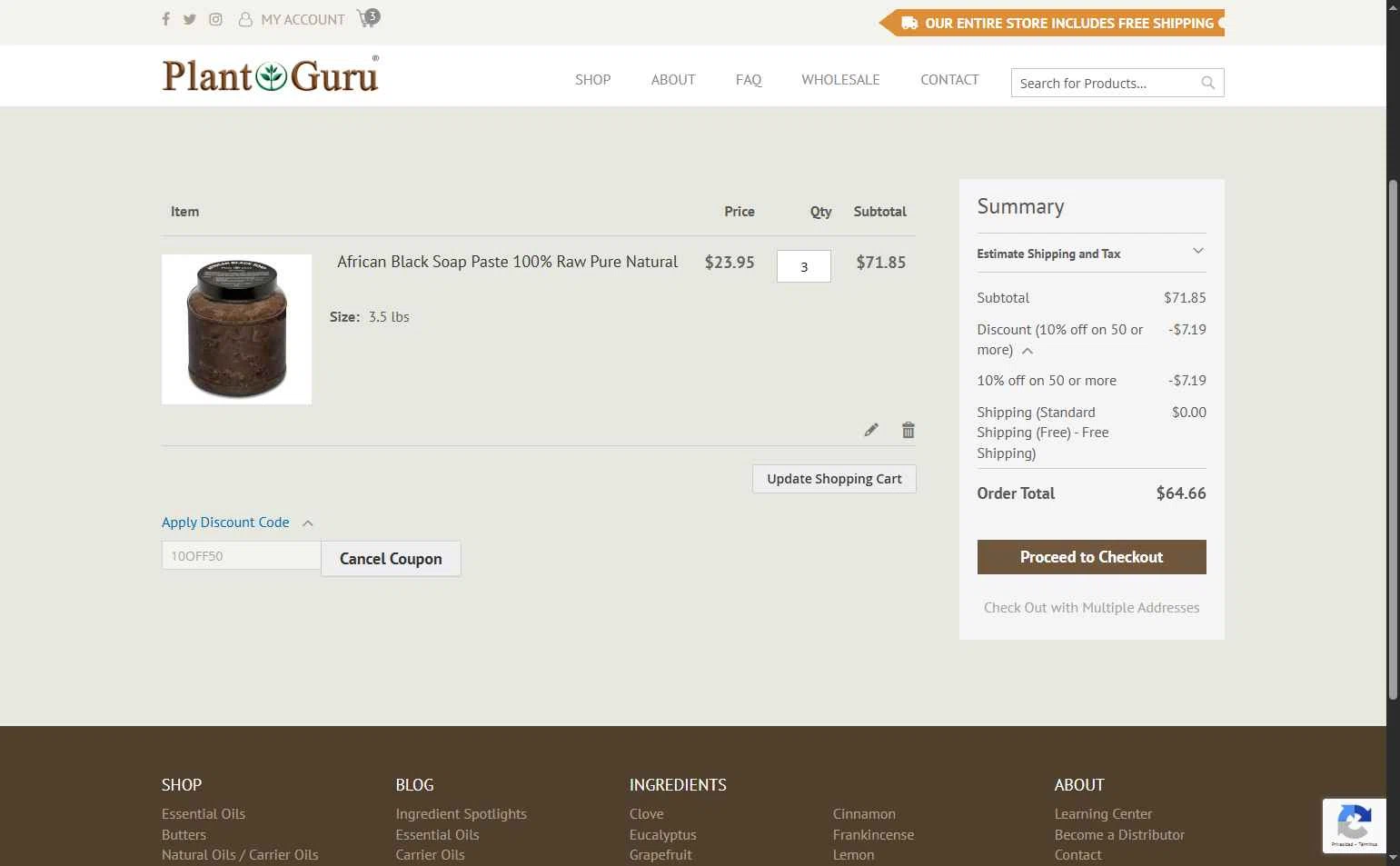 Plant Guru Inc. checkout page showing Plant Guru Inc. promo code box | Screenshot taken by SimplyCodes community member on Jul 15, 2025