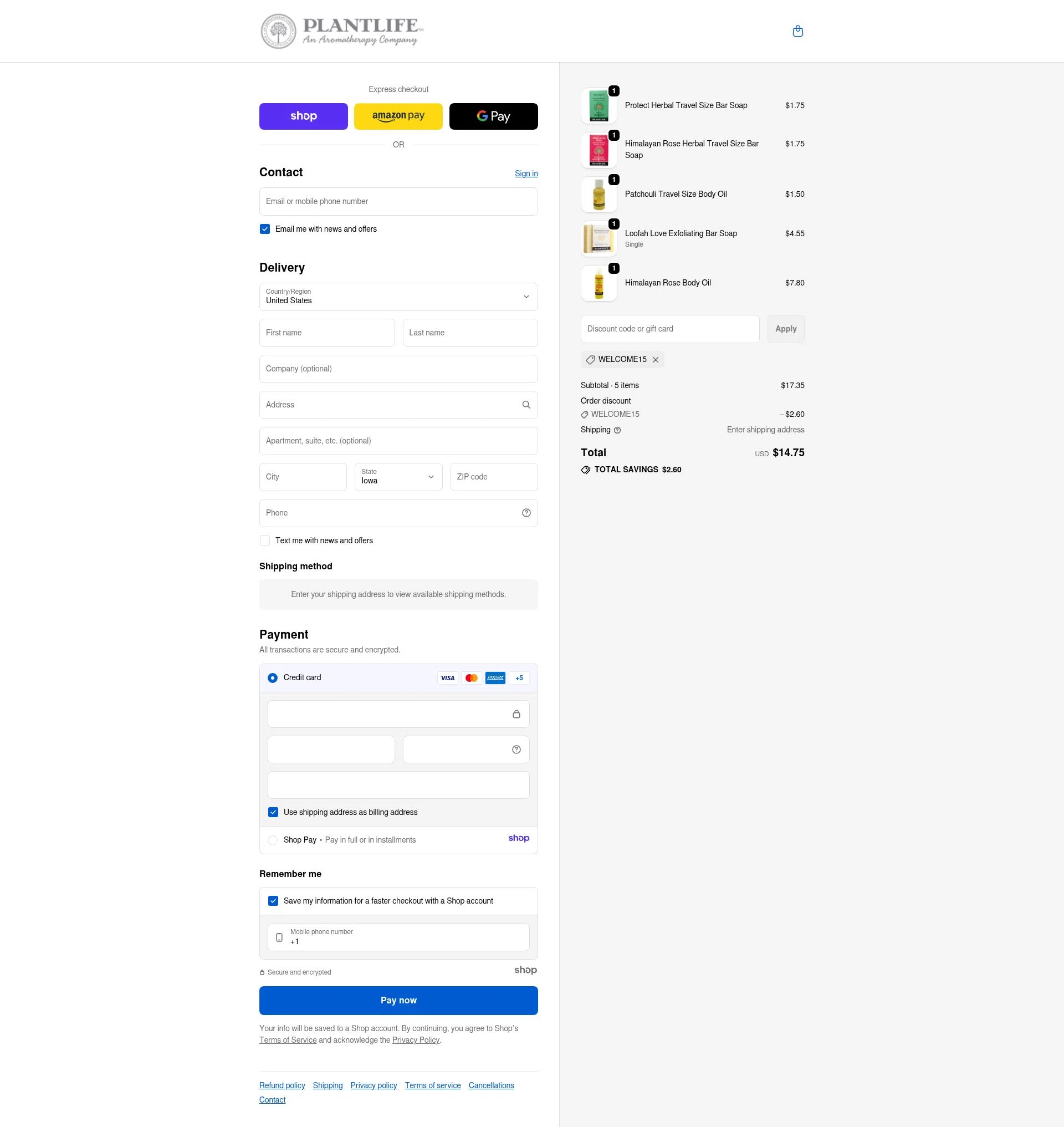 Plantlife checkout page showing Plantlife discount code box | Screenshot taken by SimplyCodes community member on Nov 25, 2025