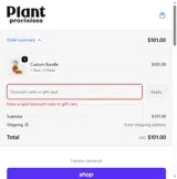 Plant Provisions coupon verification screenshot