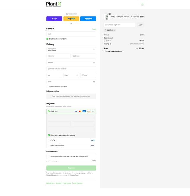 PlantX checkout page showing PlantX promo code box | Screenshot taken by SimplyCodes community member on Aug 12, 2025