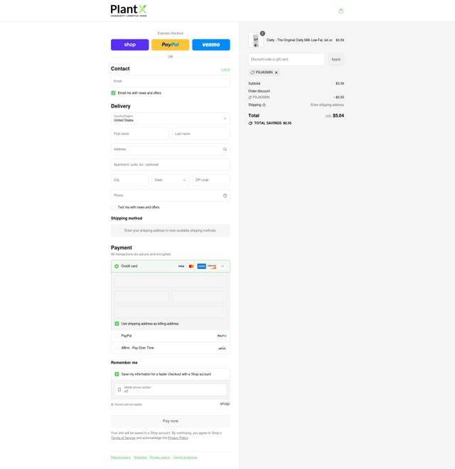 PlantX checkout page showing PlantX promo code box | Screenshot taken by SimplyCodes community member on Aug 12, 2025