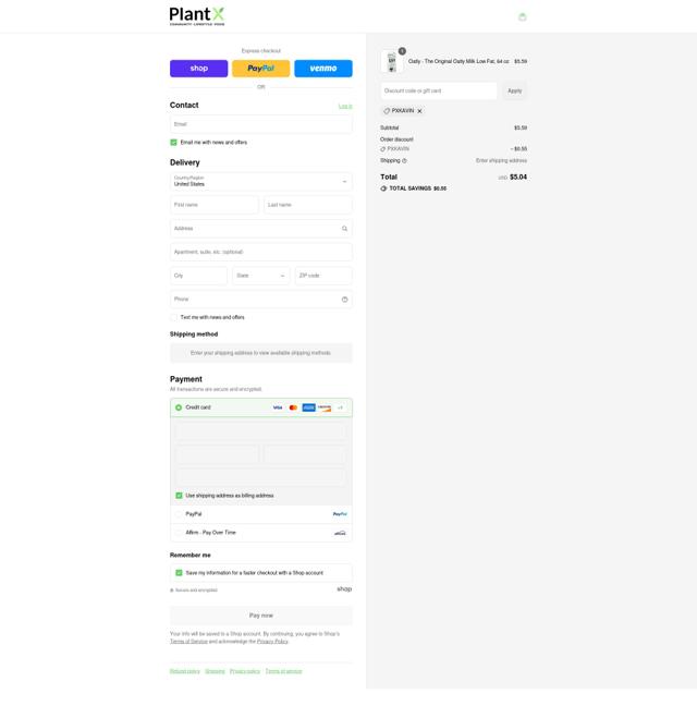 PlantX checkout page showing PlantX promo code box | Screenshot taken by SimplyCodes community member on Aug 12, 2025