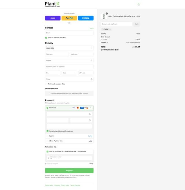 PlantX checkout page showing PlantX promo code box | Screenshot taken by SimplyCodes community member on Aug 12, 2025
