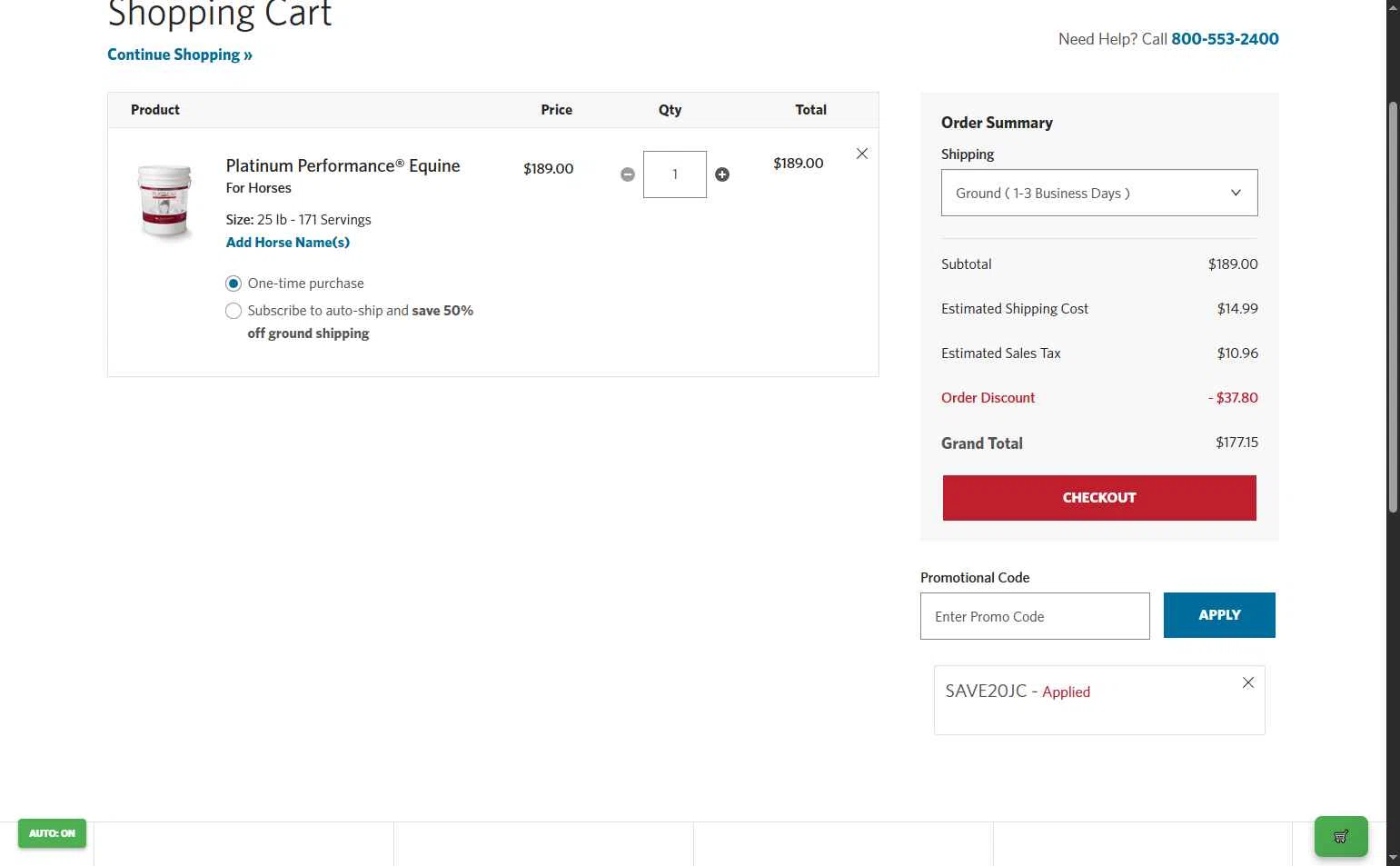Platinum Performance checkout page showing Platinum Performance promo code box | Screenshot taken by SimplyCodes community member on Oct 10, 2025