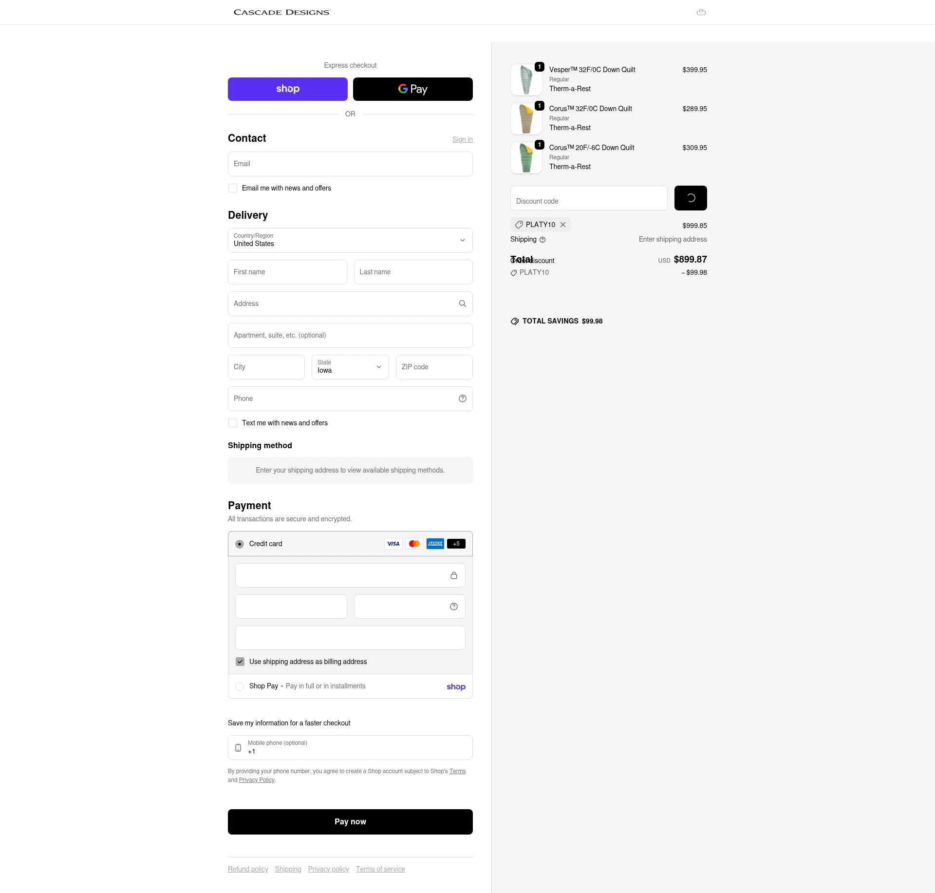 Platypus checkout page showing Platypus promo code box | Screenshot taken by SimplyCodes community member on Feb 10, 2026