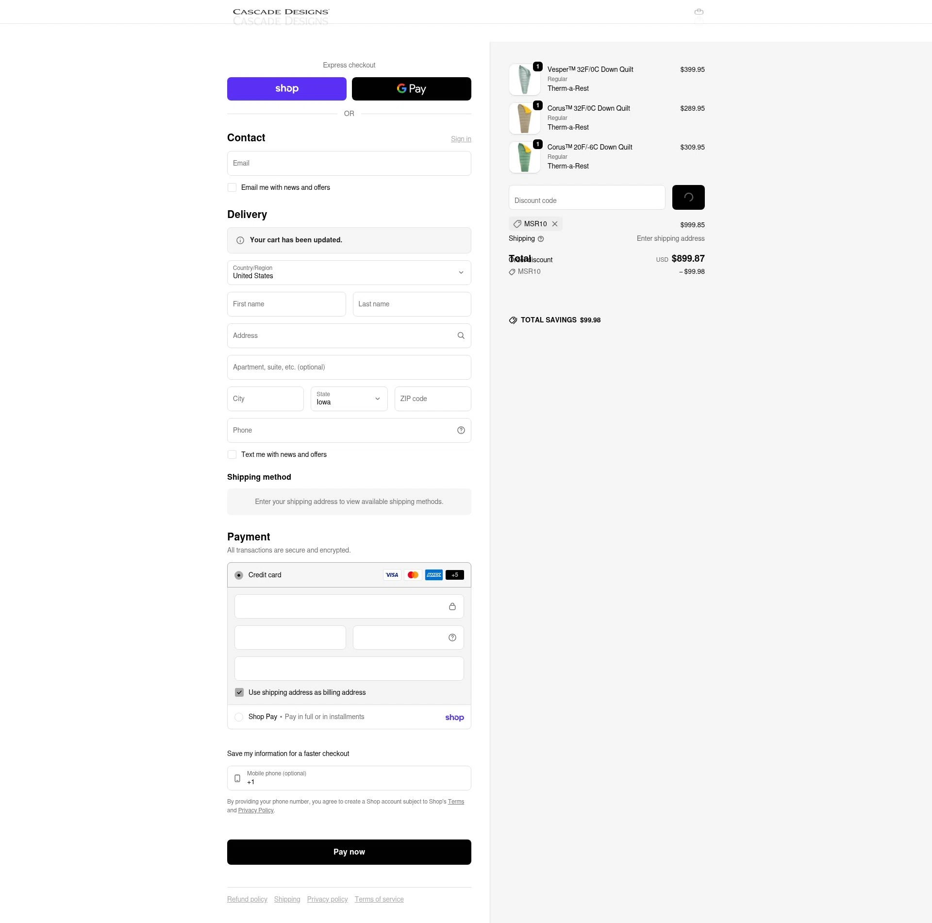 Platypus checkout page showing Platypus promo code box | Screenshot taken by SimplyCodes community member on Feb 14, 2026