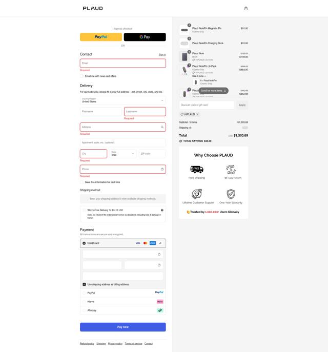 Plaud.ai  checkout page showing Plaud.ai  discount code box | Screenshot taken by SimplyCodes community member on Sep 17, 2025