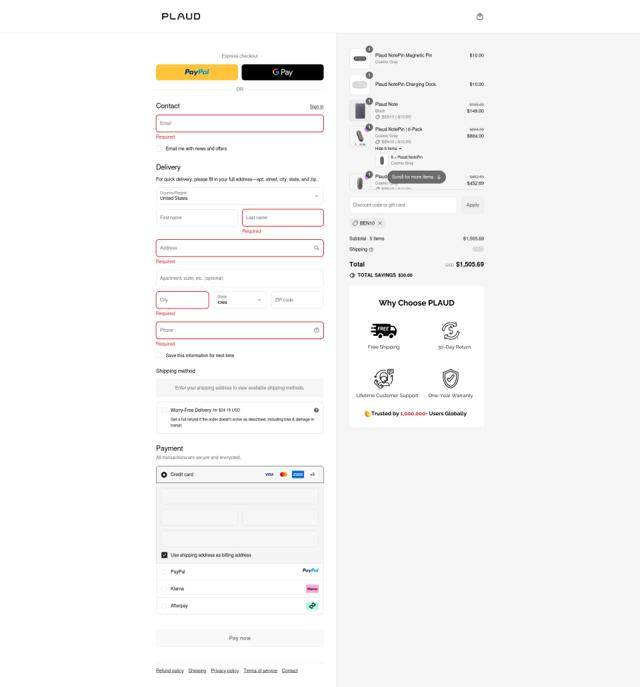 Plaud.ai  checkout page showing Plaud.ai  discount code box | Screenshot taken by SimplyCodes community member on Sep 15, 2025