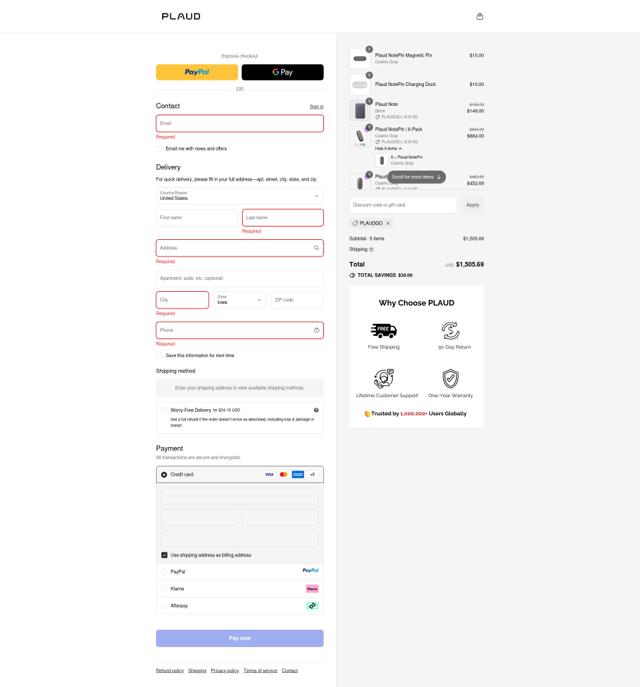 Plaud.ai  checkout page showing Plaud.ai  discount code box | Screenshot taken by SimplyCodes community member on Sep 13, 2025