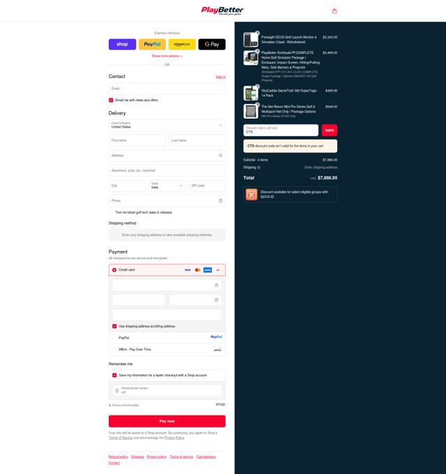 PlayBetter.com checkout page showing PlayBetter.com discount code box | Screenshot taken by SimplyCodes community member on Sep 14, 2025