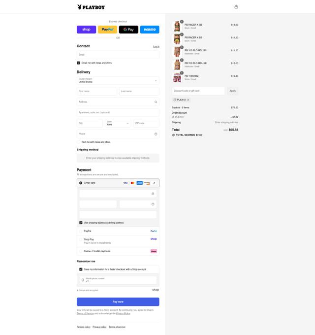 Playboy checkout page showing Playboy discount code box | Screenshot taken by SimplyCodes community member on Sep 2, 2025