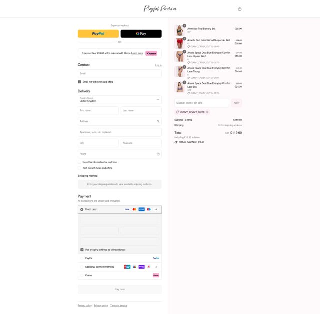 Playful Promises checkout page showing Playful Promises discount code box | Screenshot taken by SimplyCodes community member on Sep 3, 2025