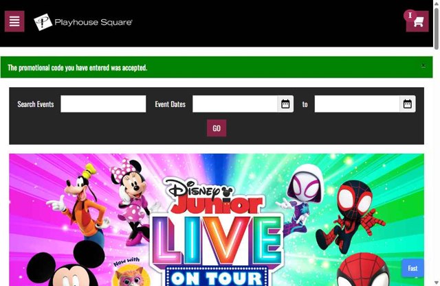 Playhouse Square checkout page showing Playhouse Square promo code box | Screenshot taken by SimplyCodes community member on Jun 17, 2025