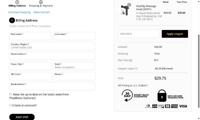PlayMakar checkout page showing PlayMakar promo code box | Screenshot taken by SimplyCodes community member on May 19, 2025