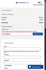 Playstation coupon verification screenshot