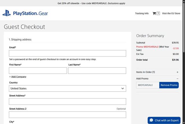 Playstation checkout page showing Playstation discount code box | Screenshot taken by SimplyCodes community member on Aug 13, 2025