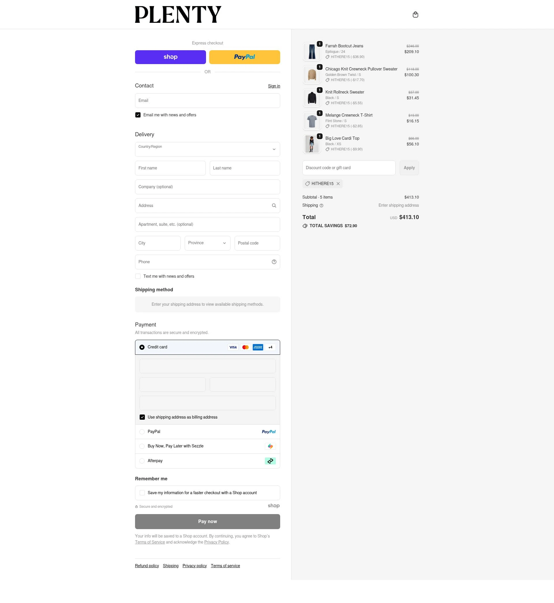Plenty checkout page showing Plenty promo code box | Screenshot taken by SimplyCodes community member on Dec 10, 2025
