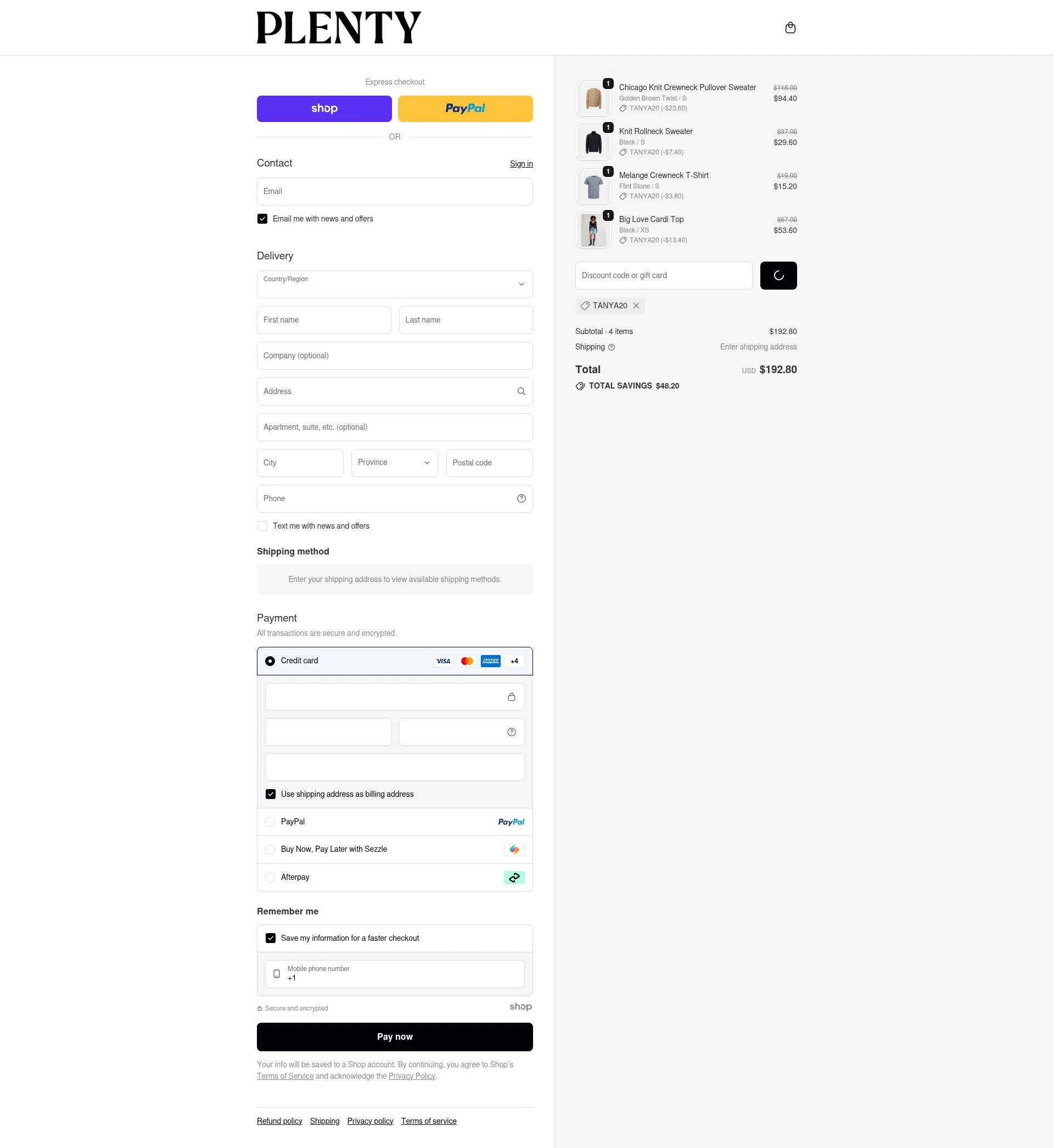 Plenty checkout page showing Plenty promo code box | Screenshot taken by SimplyCodes community member on Dec 15, 2025