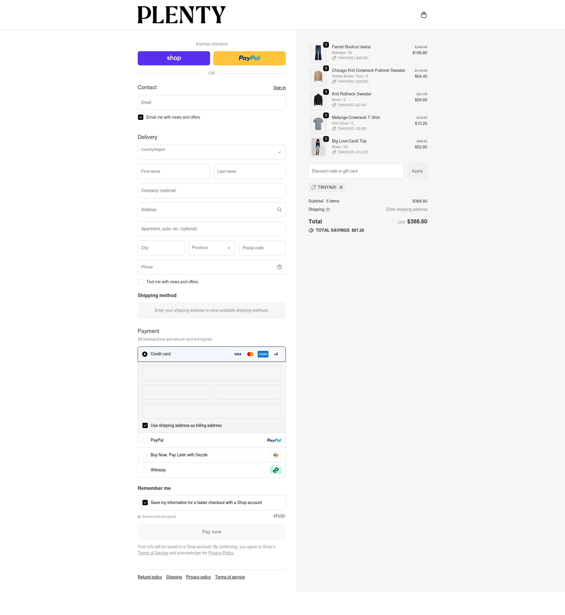 Plenty checkout page showing Plenty promo code box | Screenshot taken by SimplyCodes community member on Dec 10, 2025