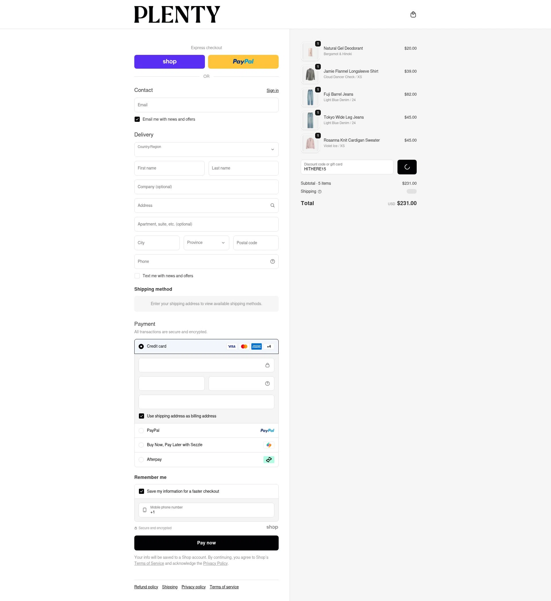 Plenty checkout page showing Plenty promo code box | Screenshot taken by SimplyCodes community member on Jan 1, 2026