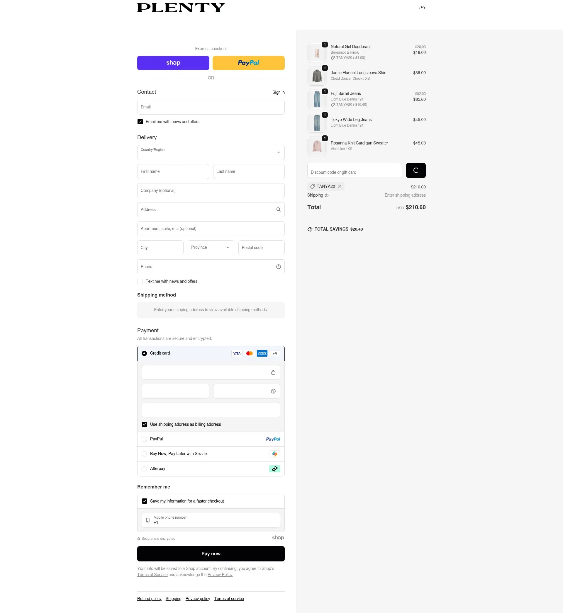 Plenty checkout page showing Plenty promo code box | Screenshot taken by SimplyCodes community member on Jan 1, 2026