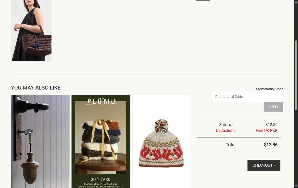 Plümo checkout page showing Plümo promo code box | Screenshot taken by SimplyCodes community member on Jan 2, 2026
