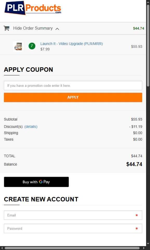 PLR Products checkout page showing PLR Products promo code box | Screenshot taken by SimplyCodes community member on Oct 1, 2025