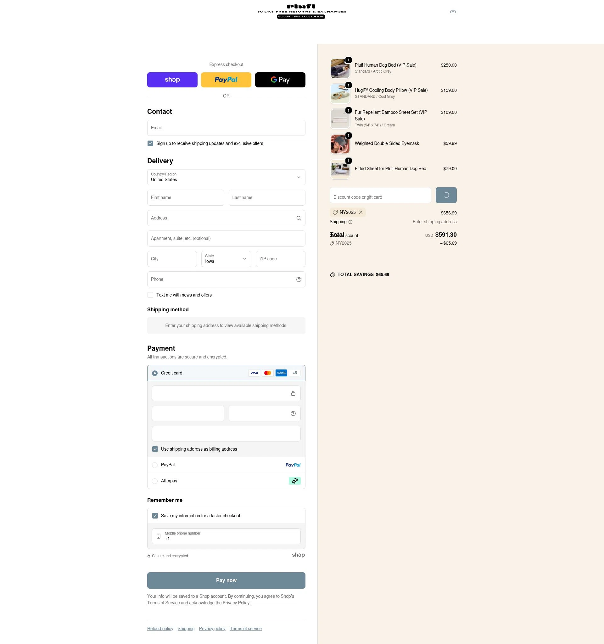 Plufl checkout page showing Plufl discount code box | Screenshot taken by SimplyCodes community member on Jan 29, 2026