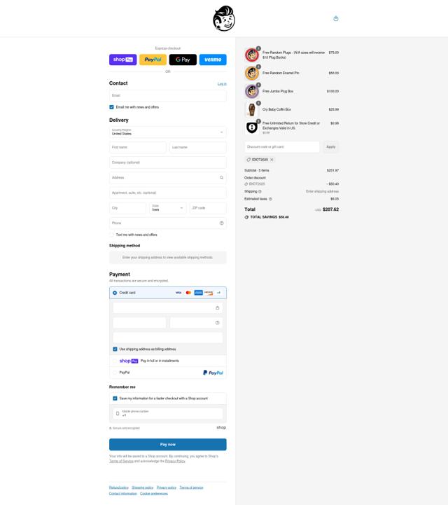 Plug Your Holes checkout page showing Plug Your Holes discount code box | Screenshot taken by SimplyCodes community member on Jul 12, 2025