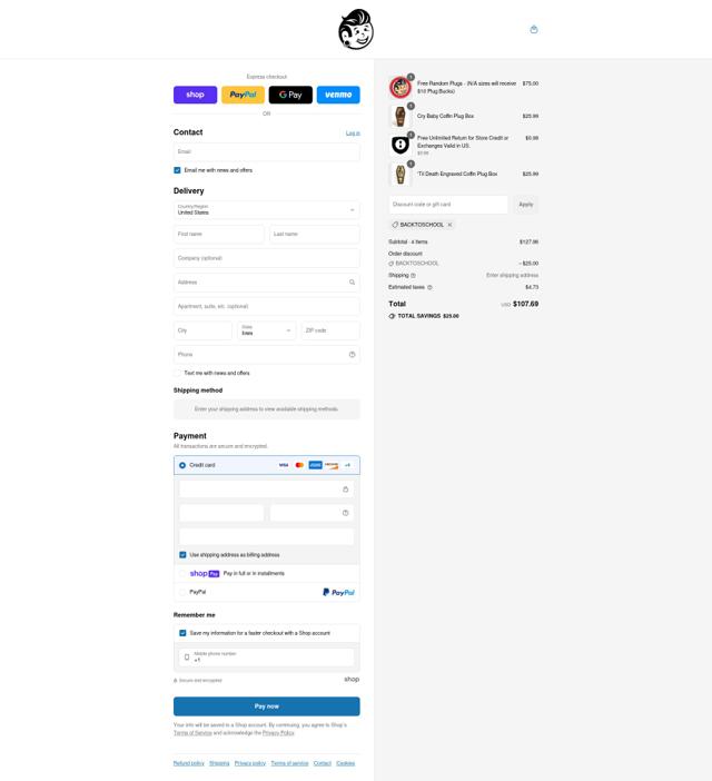 Plug Your Holes checkout page showing Plug Your Holes discount code box | Screenshot taken by SimplyCodes community member on Aug 6, 2025