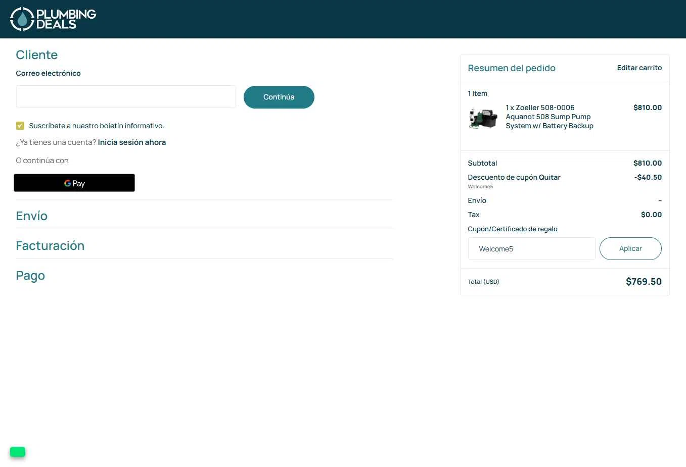 Plumbings-Deals checkout page showing Plumbings-Deals promo code box | Screenshot taken by SimplyCodes community member on Oct 15, 2025