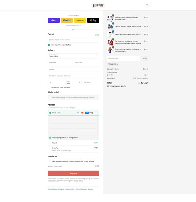 Plushible checkout page showing Plushible discount code box | Screenshot taken by SimplyCodes community member on Sep 4, 2025