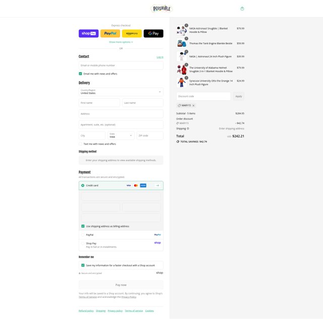 Plushible checkout page showing Plushible discount code box | Screenshot taken by SimplyCodes community member on Aug 27, 2025