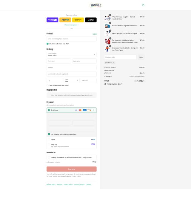 Plushible checkout page showing Plushible discount code box | Screenshot taken by SimplyCodes community member on Aug 27, 2025