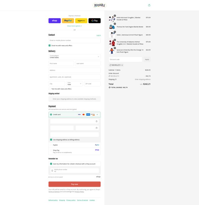 Plushible checkout page showing Plushible discount code box | Screenshot taken by SimplyCodes community member on Aug 31, 2025