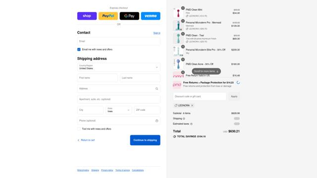 PMD Beauty checkout page showing PMD Beauty promo code box | Screenshot taken by SimplyCodes community member on Sep 12, 2025