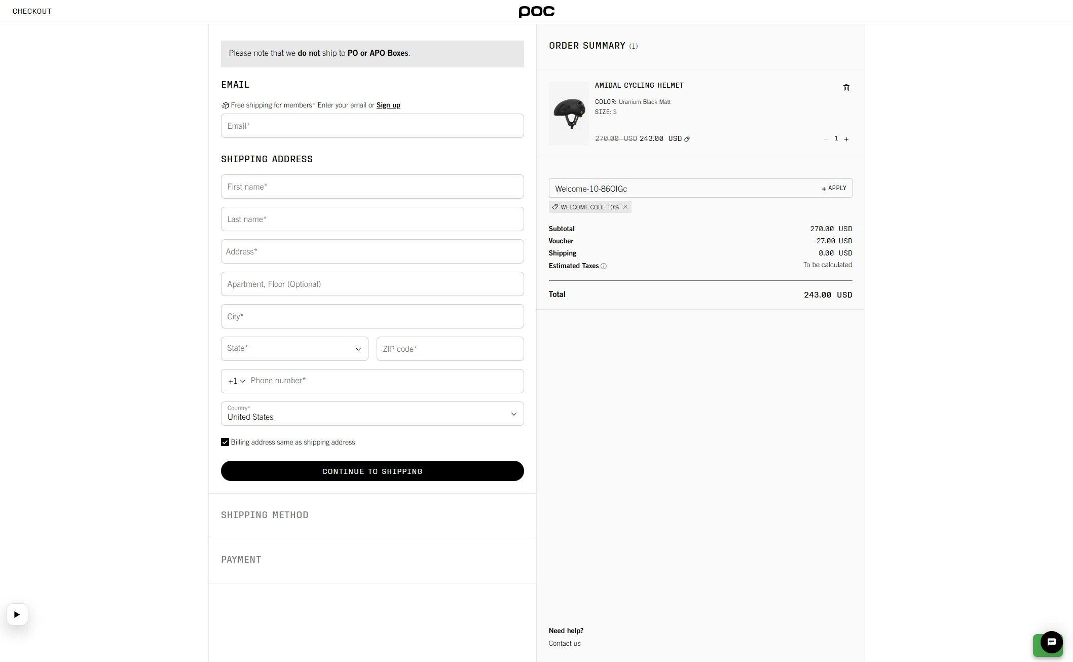 Verification screenshot for 10% Off Select Items at POC Sports - 11d ago