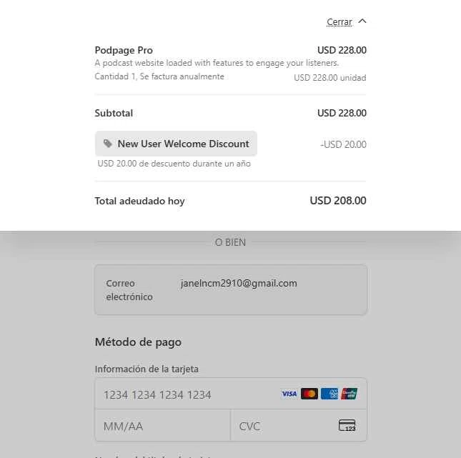 Podpage checkout page showing Podpage coupon code box | Screenshot taken by SimplyCodes community member on Dec 20, 2025