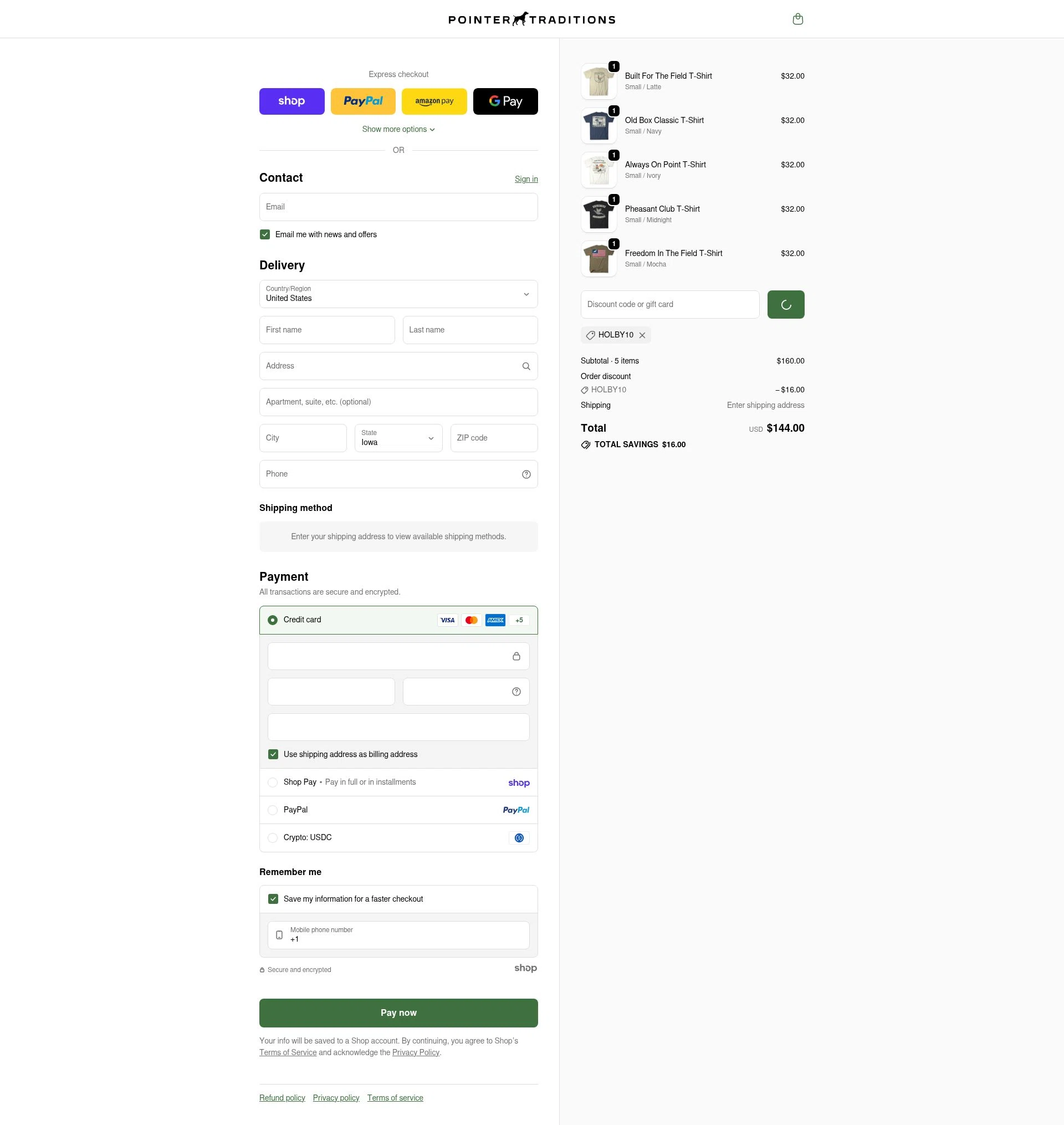 Pointer Traditions checkout page showing Pointer Traditions promo code box | Screenshot taken by SimplyCodes community member on Jan 22, 2026